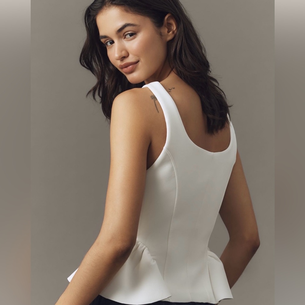 Maeve White Peplum Top